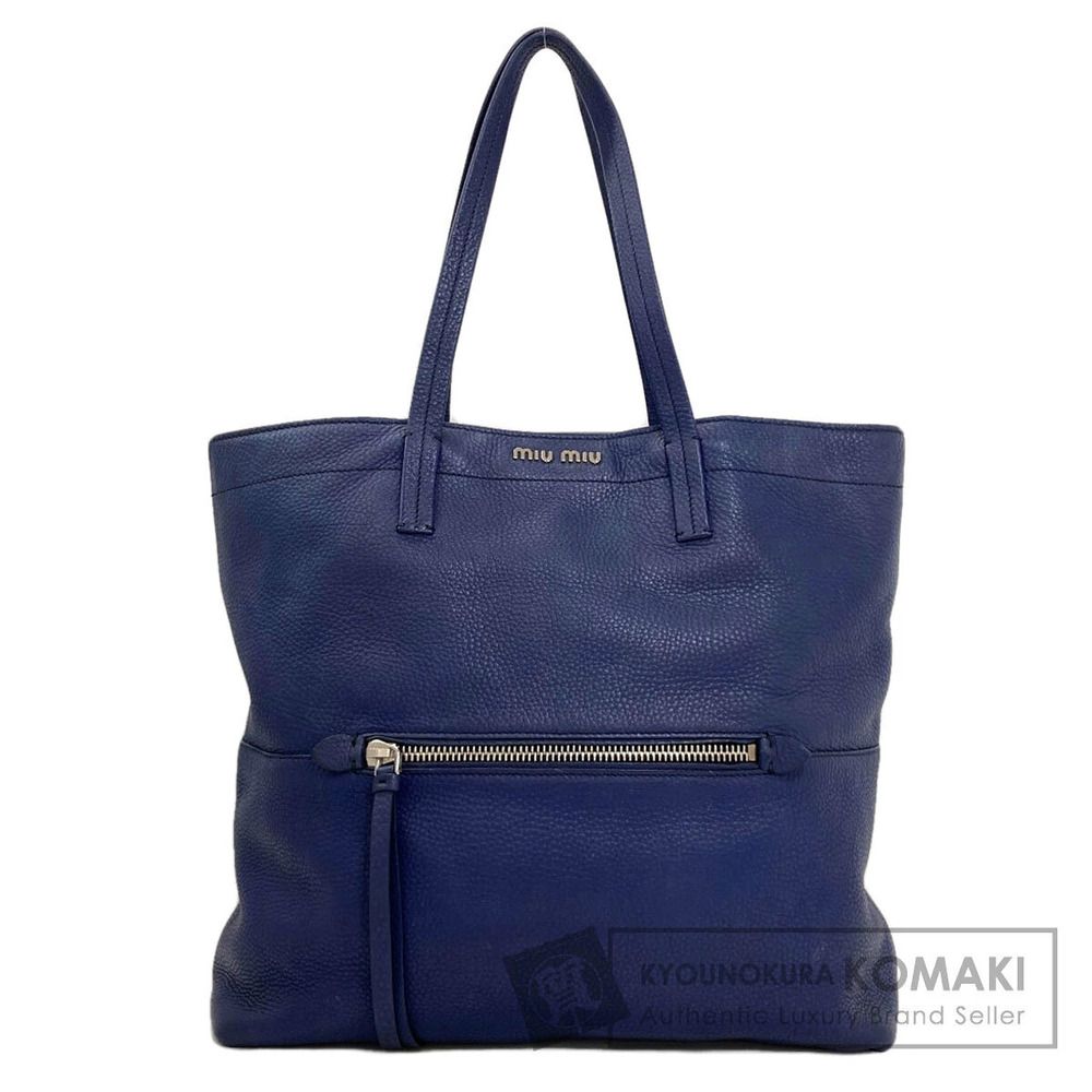 Miu Miu Tote Bag Calfskin Leather Blue